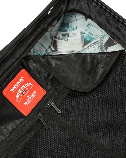 SPRAYGROUND® LUGGAGE CARGO PATCHES SHARKITECTURE CARRY-ON LUGGAGE BLACK WITH EXTRA STICKERS